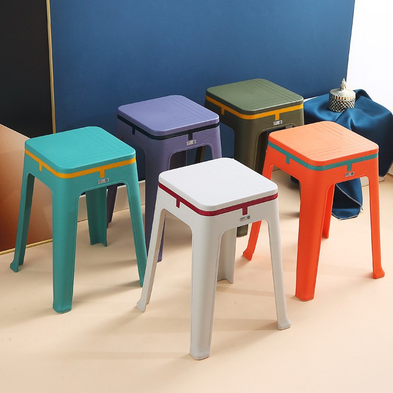 轻奢塑料凳子套装简约椅成人家用加厚线欧式餐厅氪脚凳高时尚椅子