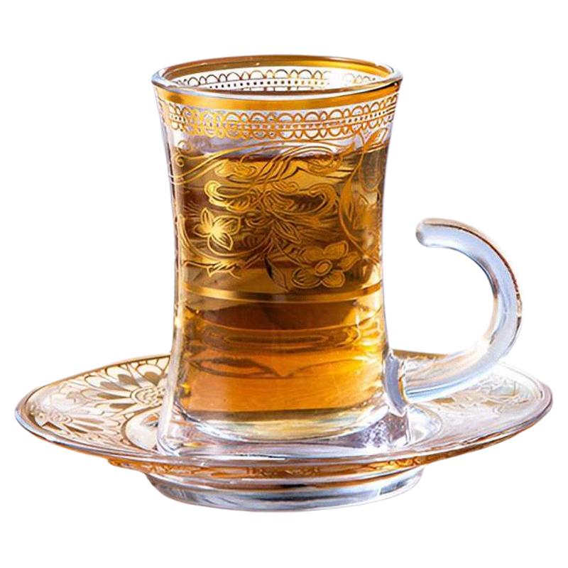 金色设计感宫廷玻璃咖啡杯红茶杯
