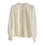 花边立领蕾丝衫减龄长袖衬衫女秋冬设计感气质内搭打底小衫上衣杏