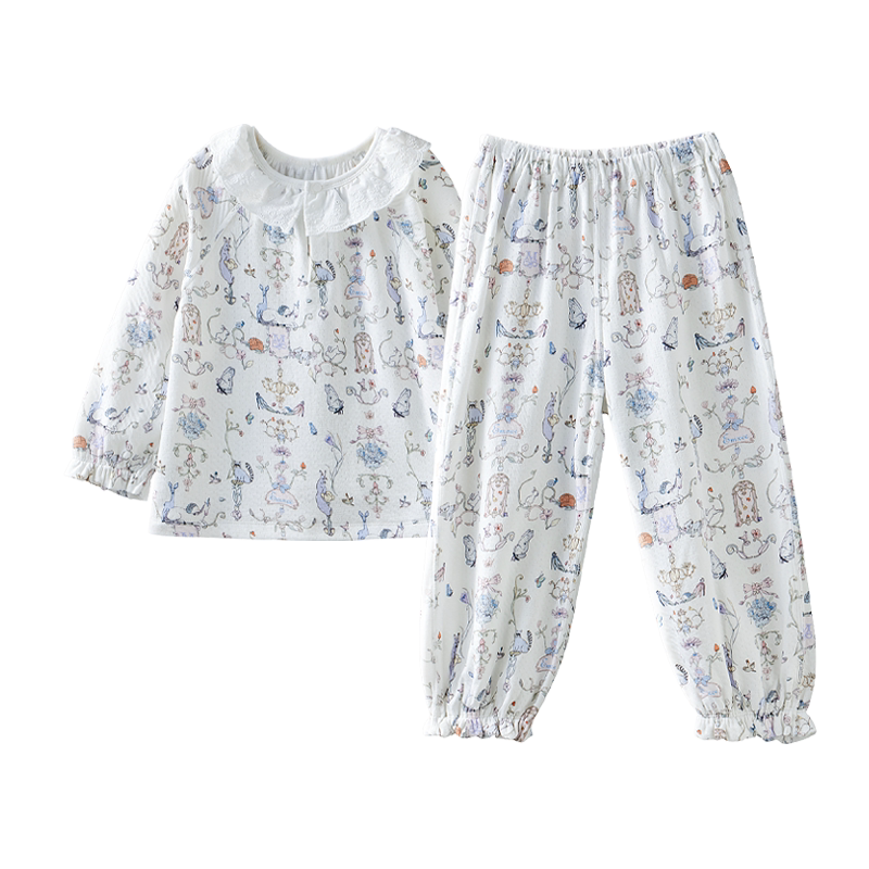 嫚熙纯棉儿童家居服女生睡衣套装