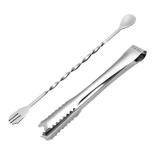 304不锈钢搅拌棒长柄长杆冰夹甜品调酒咖啡奶茶长吧勺饮品果汁棒