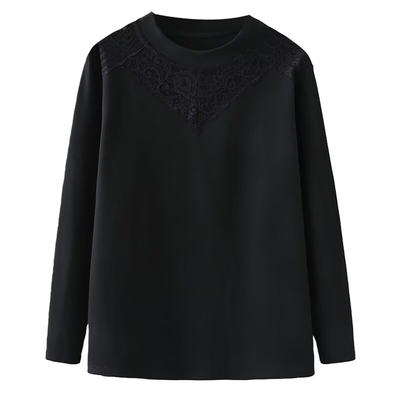 半高领蕾丝拼接打底衫女内搭上衣