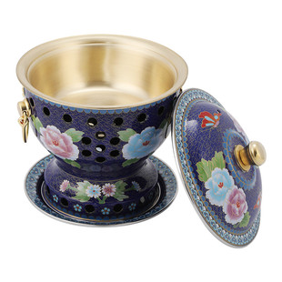 景泰蓝铜火锅加厚纯铜酒精铜锅单人酒精炉小火锅一人一锅紫铜家用