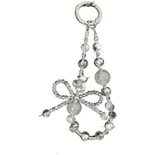 高级感银色水晶手机链精致爆闪ins时尚挂链女串珠手腕链条简约冷淡风手链网红女防丢腕带绳钥匙扣包包挂件壳