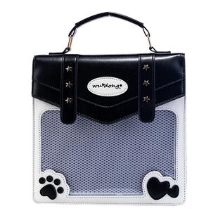 Looviss Varit原创爪印星笺甜美学院风双肩手提中小食量猫咪痛包