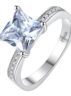 正品莫桑石戒指1克拉方钻925银情侣男女一对戒结婚订婚钻戒礼物