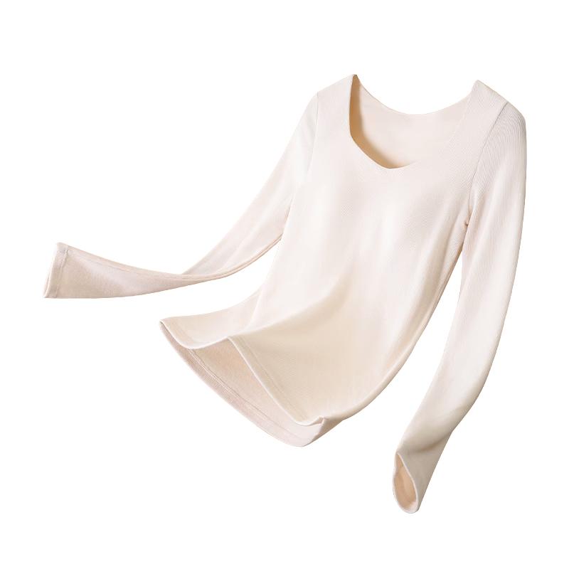 猫人隐形打底衫女无痕超薄内搭肉色皮肤衣低领长袖秋冬季修身上衣