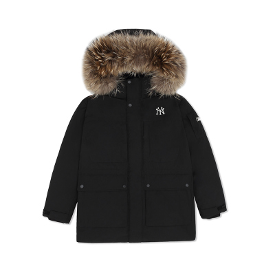 MLB男女连帽保暖中长运动羽绒服