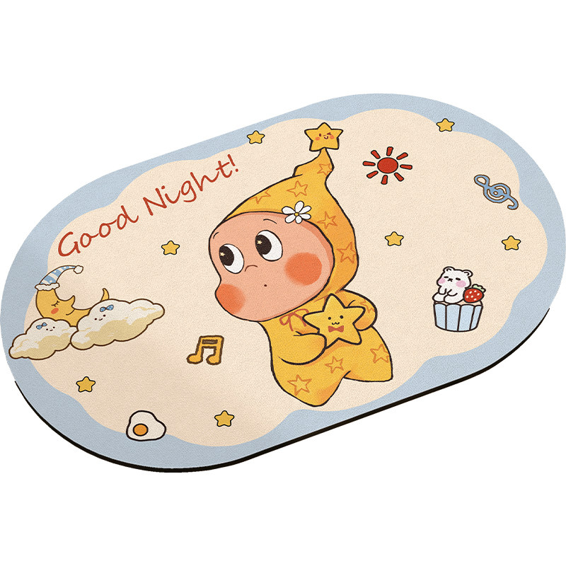 卡通浴室吸水地垫软硅藻泥脚垫家用卫生间淋浴房门口防滑速干地毯