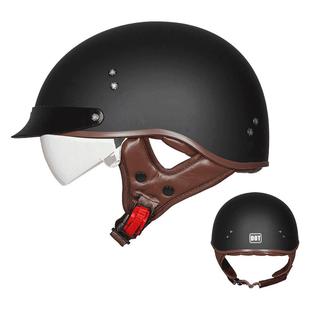 DOT蒂欧特摩托车碳纤维半盔复古瓢盔夏季男女机车踏板巡航头盔