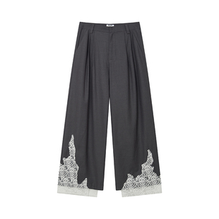 物理少年×柏林护士联名「失控边缘」羊毛蕾丝贴布拼接垂感西裤