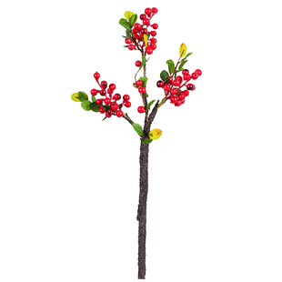 仿真红浆果发财果短枝相思果枝假花中式家居装饰创意冬青红果摆件