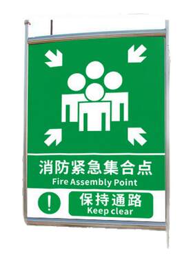 应急避难场所间指示牌紧急疏散集合点标识避险安全逃生标志提示墙贴纸消防标示标牌警急撤离警告标贴线路告示