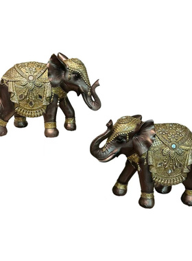 东南亚风复古大象摆件三件套 创意家居玄关装饰工艺品