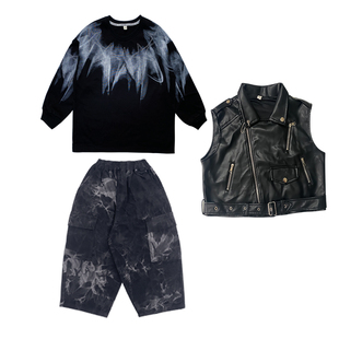 架子鼓演出服男童炫酷嘻哈儿童街舞潮服春秋季女童爵士舞表演套装