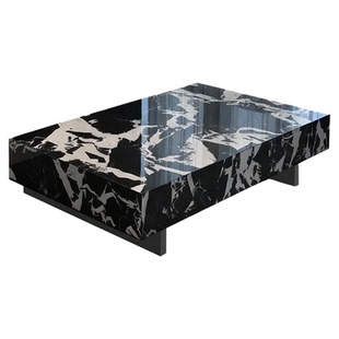 Minuoti 墨雪岩板茶几意式极简茶桌长方形悬浮茶几组合客厅大户型