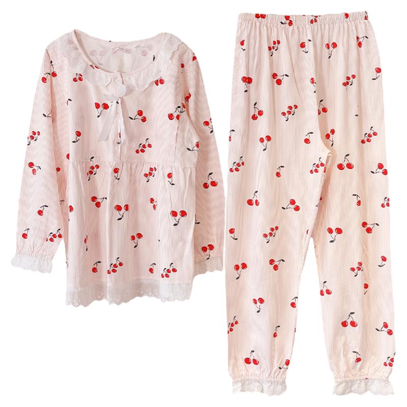 月子服春秋季纯棉加肥大码孕妇产妇住院哺乳睡衣产后喂奶衣家居服