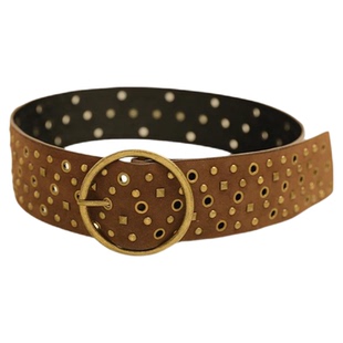 复古美式西部风棕色宽腰带女配牛仔裤带装饰废土风美拉德铆钉腰封