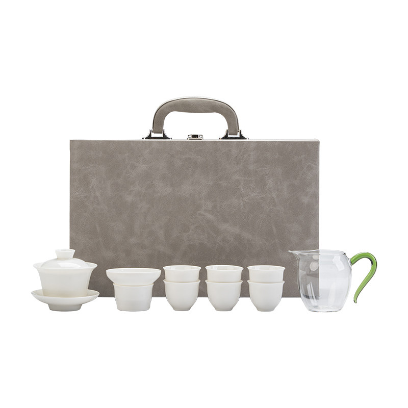 羊脂玉白瓷功夫茶具盖碗套装伴手功夫茶具