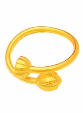 沙金戒指女  铜镀金假黄金蝴蝶结皇冠爱心开口戒子麦穗福字首饰品