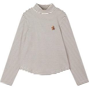 MUCMUKN【温暖抱抱熊】磨毛德绒条纹打底衫保暖上衣女童冬新款