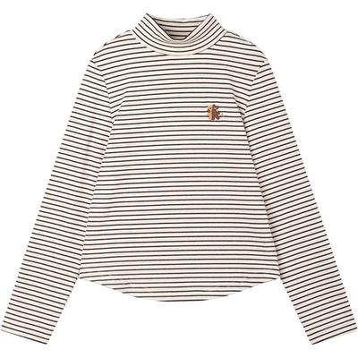 MUCMUKN【温暖抱抱熊】磨毛德绒条纹打底衫保暖上衣女童冬新款