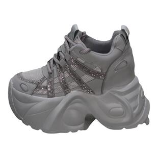 内增高14CM小白鞋超厚底12cm春秋新款百搭休闲松糕老爹鞋女超高跟