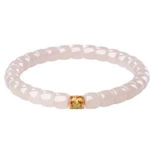 金玉良缘藕粉手串【粉公主】天然和田玉 6*7mm直切单圈浓藕粉手链