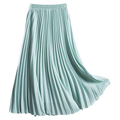 18533垂坠高腰a型百褶裙长裙