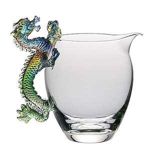 琉璃龙把手公道杯分茶器日式玻璃耐热加厚公杯茶海透明功夫茶具