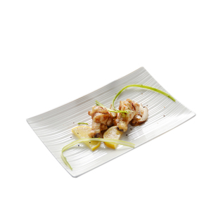 纯白酒店陶瓷餐具细纹长方形平盘寿司盘蛋糕盘西餐盘意面盘饭盘