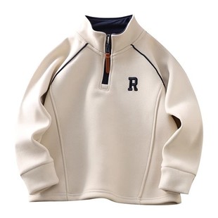 男童加绒卫衣一体绒2025新款冬季炸街半拉链高领大儿童男孩打底衫