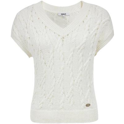 ONLY短袖V领针织衫女