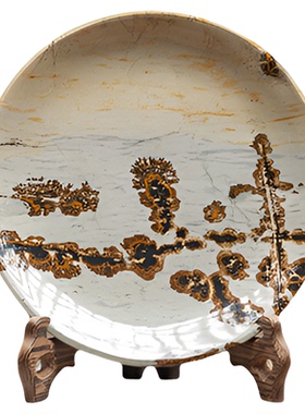 内有多款国画石草花石盘子中式轻奢家居装饰送礼佳品风水摆件GP