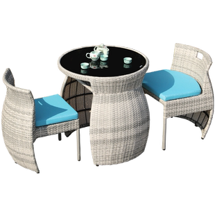幽之腾 阳台小桌椅藤椅茶几三件套户外室外庭院休闲露台阳台桌椅