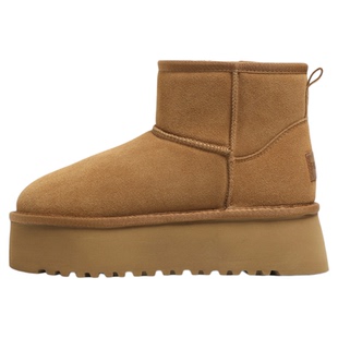 F21超增高6CM牛皮雪地靴女2025新款冬季加绒厚底真皮保暖防滑棉鞋