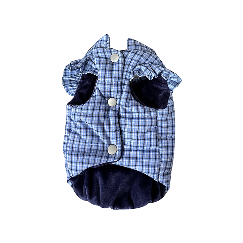 袋袋猫 小飞袖格子宠物棉衣miu系狗狗牵引棉服比熊马尔泰冬季衣服