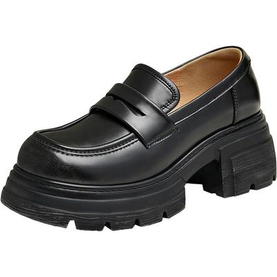 天美意春新款厚底休闲复古学院乐福鞋英伦鞋女单鞋KE041CM4