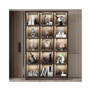 现代简约客厅酒柜装饰品摆件轻奢高档别墅大平层家居玻璃柜工艺品