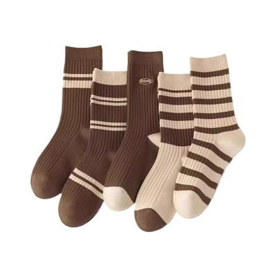 诸暨袜子美拉德女中筒袜秋冬季70%棉吸汗春秋女士防臭袜条纹优质