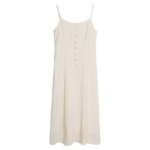 弥古法式蕾丝连衣裙高级感女夏白色吊带裙海边度假沙滩裙初恋裙子