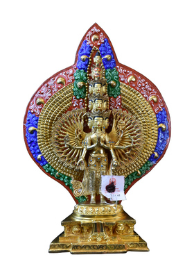 藏传佛像密宗纯铜鎏金尼泊尔手工