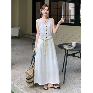 夏娃的女装奥特莱斯一线大牌专柜清仓欧货简约气质白色无袖衬衫连