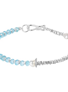 Zeroline蓝托帕珍珠纯银手链