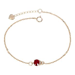 G18K玫瑰金天然鸽血红宝石手链 正红色简约通勤彩金手饰女款正品