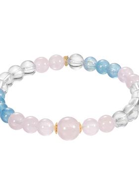 zeroline粉水晶海蓝宝手串女