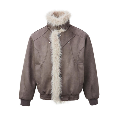 YGAN年少不知美式毛领座山雕连帽棉服男女款加厚冬季磨毛麂皮外套