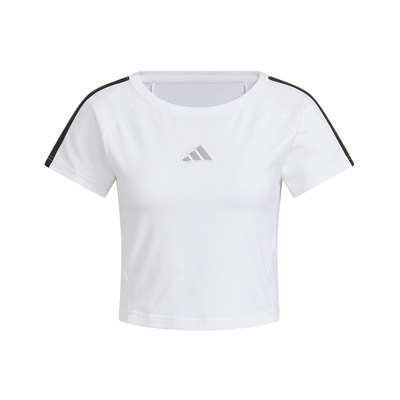 adidas阿迪达斯女装新款半袖三条纹运动休闲显腰短袖T恤 KB7752