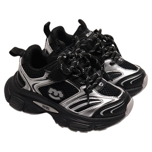 小米步儿童运动鞋2025秋季新款女童跑步鞋黑色网面透气休闲男童鞋