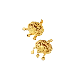 18K包金保色哑金沙金如意锁福字吊坠diy手工毛衣链项链吊饰品配件